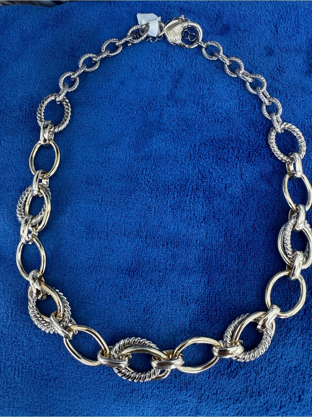 18k Two-Tone Gold Rhodium Plated Interlocking Link Necklace